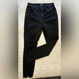 Enjean woman distressed black jeans